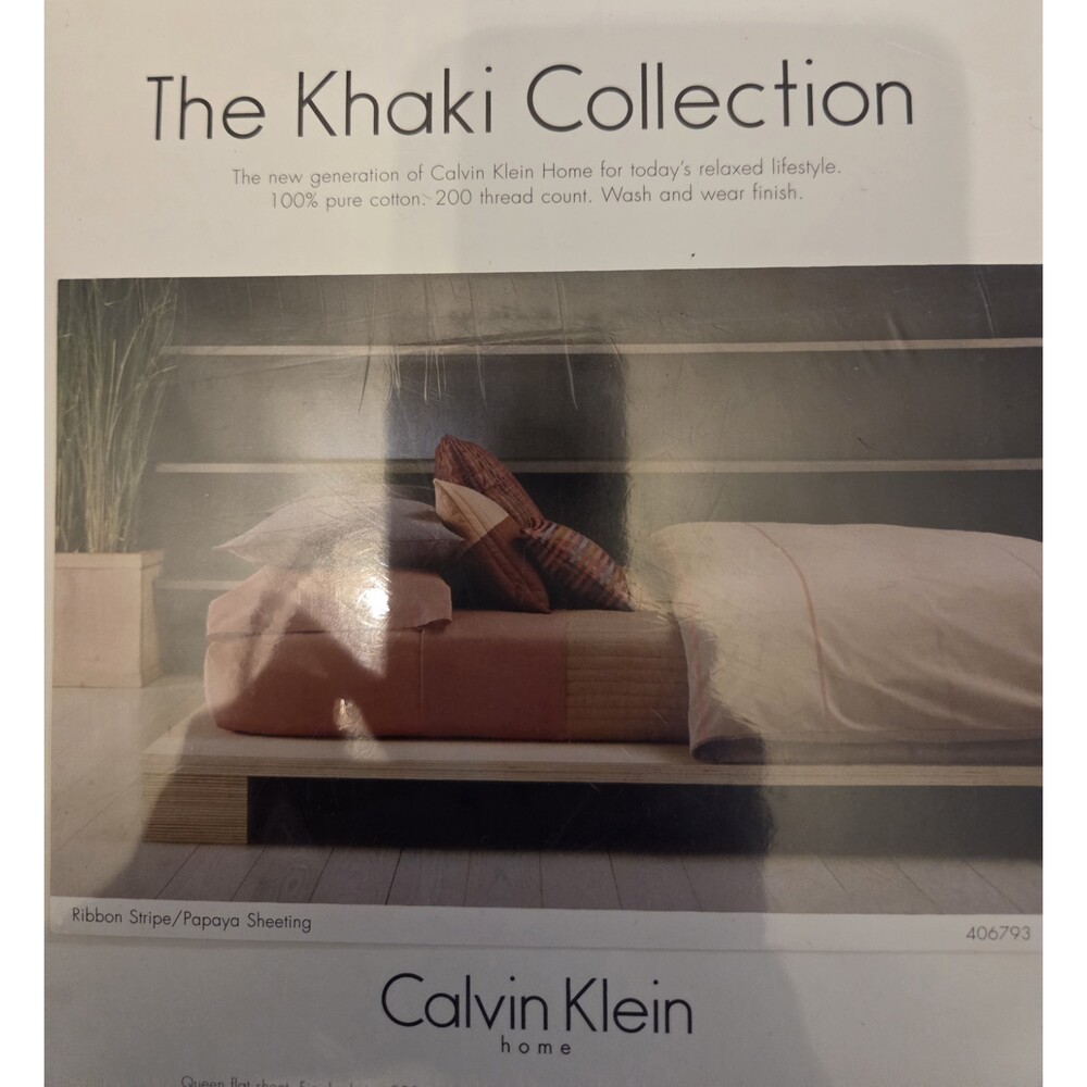 Calvin Klein The Khaki Collection Queen Flat Sheet Pure Cotton 200 Thread Ct NWT